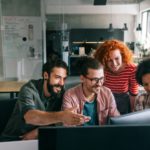 Software engineers working on project and programming in company. Startup business teamwork concept